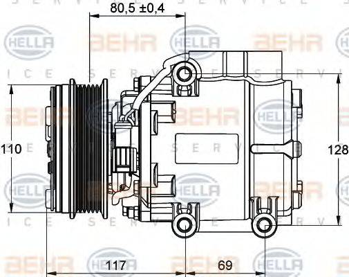 BEHR HELLA SERVICE 8FK351109201 Компресор, кондиціонер