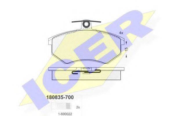 ICER 180835700 Комплект гальмівних колодок, дискове гальмо