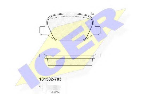 ICER 181502703 Комплект гальмівних колодок, дискове гальмо