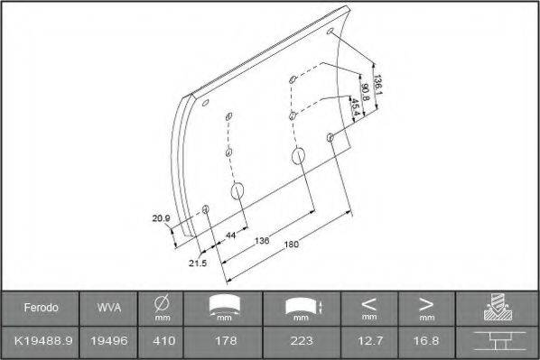 ABEX B2097167 Комплект гальмівних черевиків, барабанні гальма