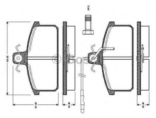 BOSCH 0986TB2501 Комплект гальмівних колодок, дискове гальмо