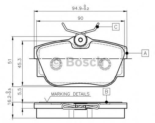 BOSCH 0986TB2813 Комплект гальмівних колодок, дискове гальмо