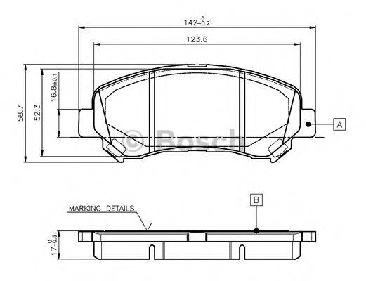 BOSCH 0986TB3117 Комплект гальмівних колодок, дискове гальмо