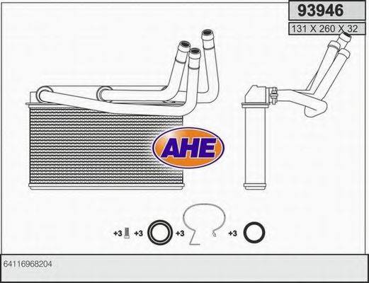 AHE 93946 Теплообмінник, опалення салону