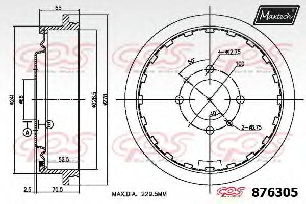 MAXTECH 8763050000 Гальмівний барабан