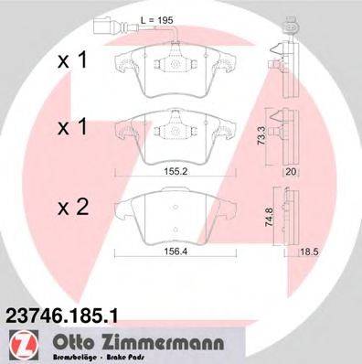 ZIMMERMANN 237461851 Комплект гальмівних колодок, дискове гальмо